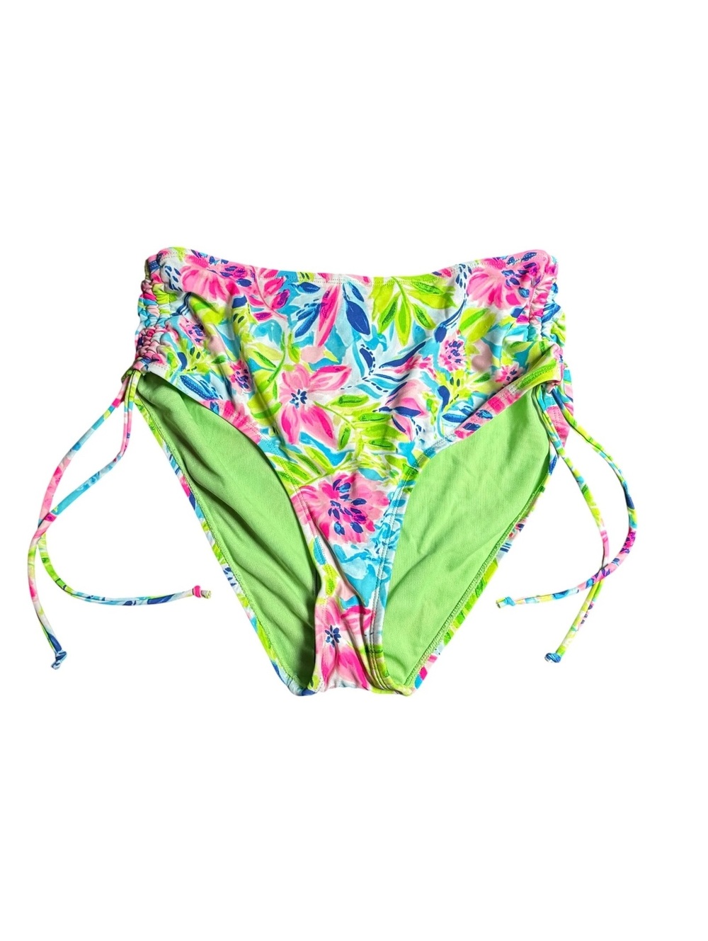 Stella Parker high waist drawcord sides swim bottom size M New